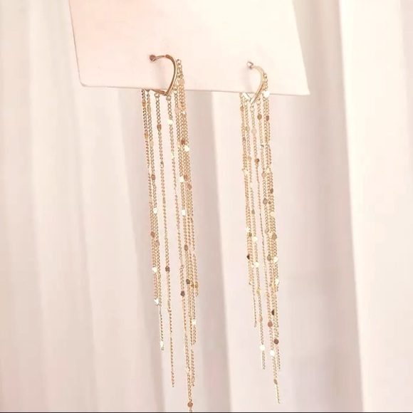 Jewelry - Gold geometric dangle tassel drop earrings